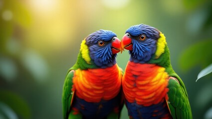 Captured moments of affectionate parrots