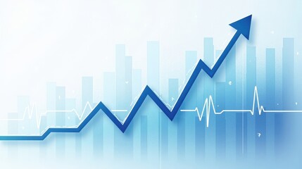 A stock illustration symbolizing Economic growth with Blue and white colors, incorporating Clean lines, Medical cross