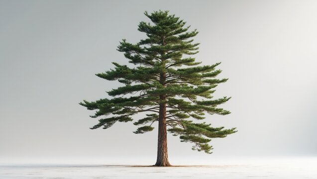 Solitary pine tree against a light backdrop.