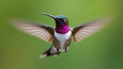 Fototapeta premium Close-up of a Male Anna's Hummingbird in Flight