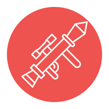 white rocket launcher on red circle clip art preview