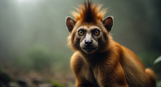 Adult Javan Lutung, trachypithecus auratus, Close-Up Portrait