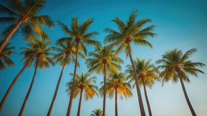 Ideal palm trees framed by a beautiful azure sky.