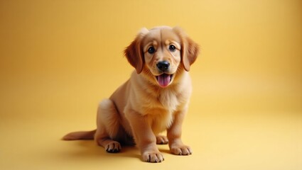 Nova Scotia duck retriever pup against a light background. Delightful dog in a studio setting. Amusing toller.