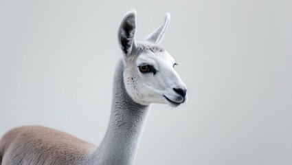 Obraz premium Vicuna portrait set against a plain white backdrop