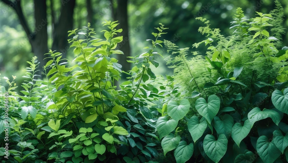 Poster eliminate the tree line. a collection of vibrant green plants and foliage set against a see-through 