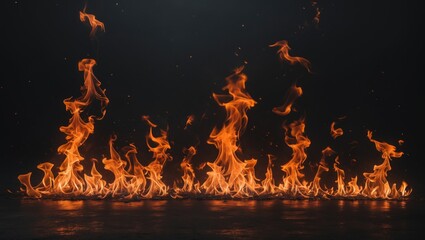 Vibrant orange flames against a dark backdrop