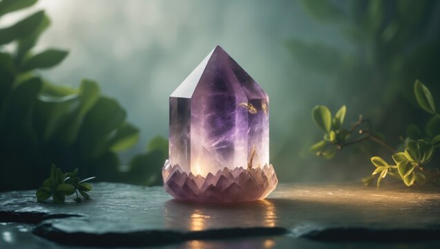A stunning healing crystal reminiscent of amethyst, quartz, citrine, and jade, symbolizing positive karma, natural healing energy, rejuvenation, good fortune, and natural minerals.