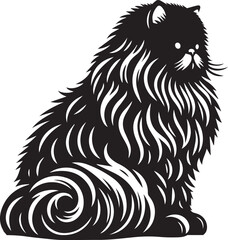Persian cat vector in black and white