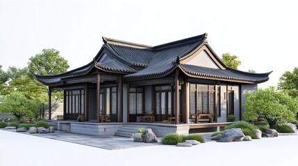 Obraz premium Elegant Traditional Chinese House | Ancient Asian Courtyard Architecture