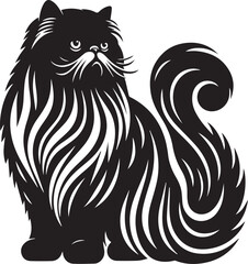 Persian cat vector in black and white