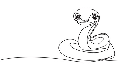 Snake one line continuous. Snake line art. Hand drawn vector art.