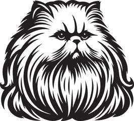 Persian cat vector in black and white