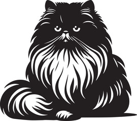 Persian cat vector in black and white