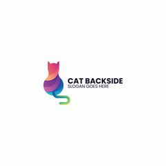Cat Backside Gradient Colorful Logo