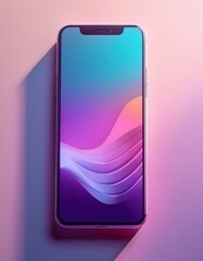 Minimalist smartphone mockup floating above a clean white surface, casting a soft shadow, perfect for showcasing app designs, technology, and modern digital concepts.
