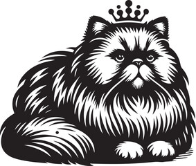 Persian cat vector in black and white