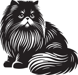 Persian cat vector in black and white © Sarmad