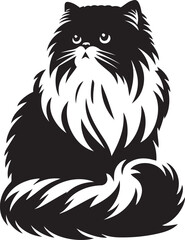 Persian cat vector in black and white