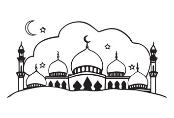 Graceful Mosque Silhouettes Pack,Minimalist Mosque Silhouettes: 6 Variations in Vector Format.