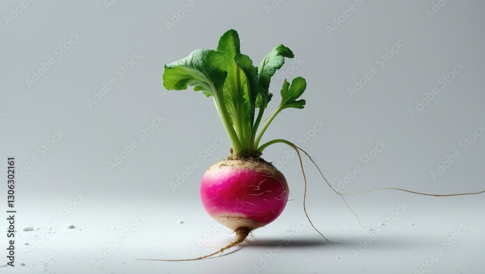 Poster radish placed against a white backdrop, featuring a clipping path.