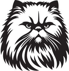 Persian cat vector in black and white