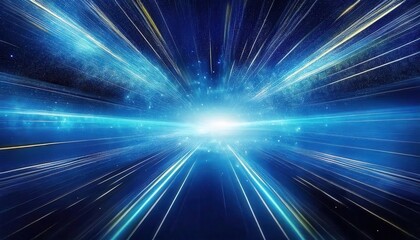 futuristic hyperspace jump with glowing blue light streaks, abstract cosmic speed motion, sci-fi space travel background

