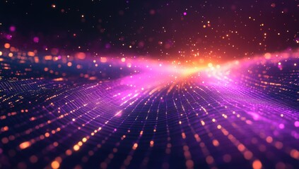 Obraz premium Stunning Abstract Background with Colorful Lights and Sparkles in a Digital Wave Pattern, Perfect for Technology and Art Projects