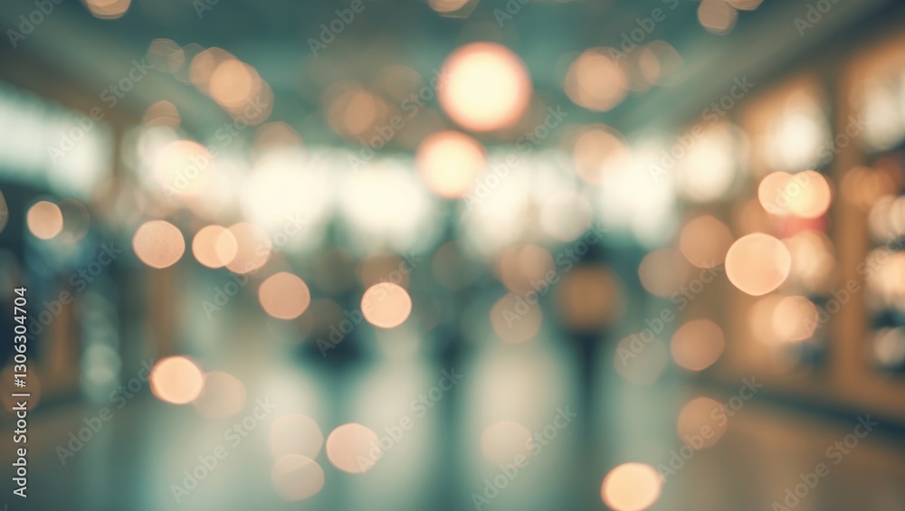 Poster background with abstract blur and bokeh effects in a shopping center or exhibition hall. (vintage st