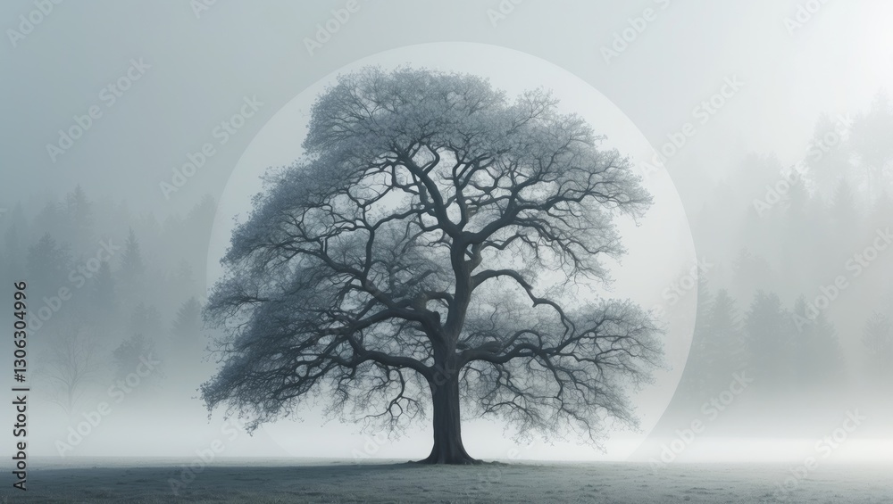 Poster Lone tree featuring a clipping path and alpha channel set against a sheer background