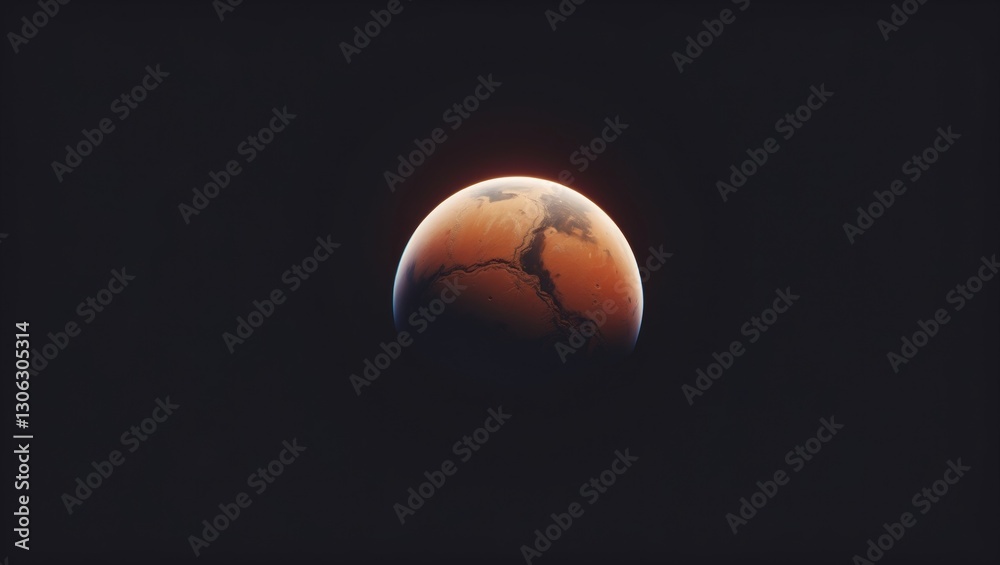Poster authentic depiction of mars as seen from space. vector illustration