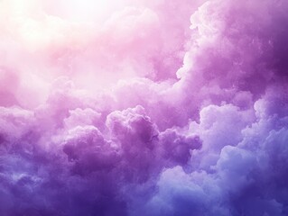 Fototapeta premium Stunning pastel clouds in dreamy hues of purple and pink with soft lighting, creating an ethereal atmosphere for backgrounds and artistic designs
