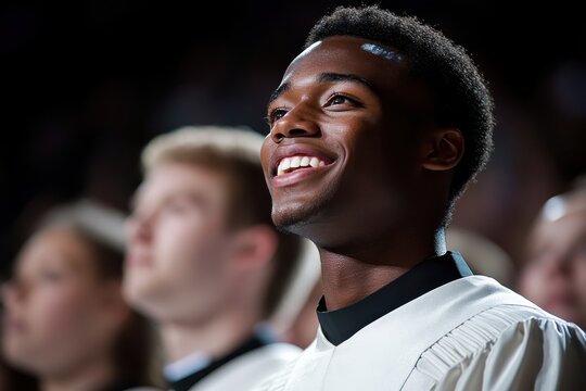 Radiant Choir Singer Lost in Song a Portrait of Joyful Music Expression and Black Heritage Choirboy