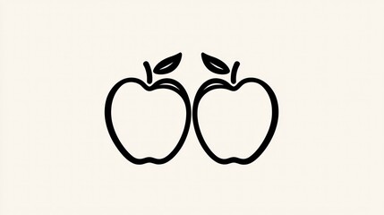 Simple black line art of two apples