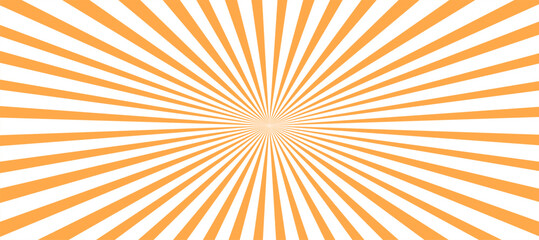 Orange and white sunburst rays background