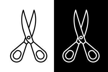 Simple Scissors Line  Icon High-Quality Black and White Silhouette Vector.