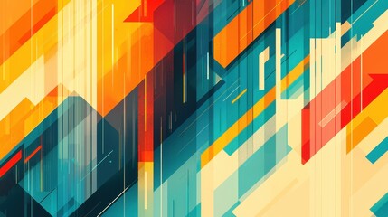 Fototapeta premium Vibrant Geometric Patterns with Bold Colors and Dynamic Lines