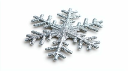 Glistening Snowflake Ornament Shining on a Plain Backdrop Symbolizing Winter Holiday Season