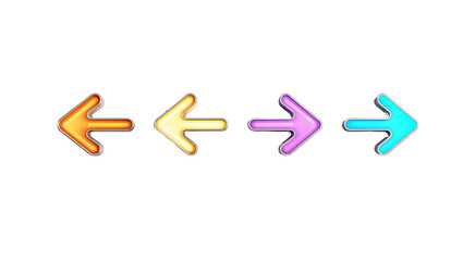 Yellow arrows with geometric shapes in a minimalist design, clean lines and directional symbols in a horizontal alignment, isolated on transparent background