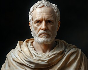 Marble bust portrait on dark background