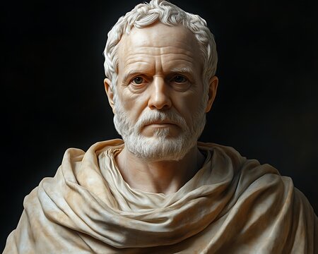 Marble bust portrait on dark background