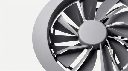 Obraz premium Minimal Gray Fan Blade Icon Isolated on White Background with a Simple Design