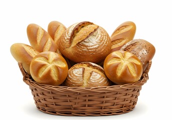 Assorted Freshly Baked Bread Rolls in Basket