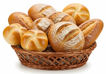 Assorted Freshly Baked Bread Rolls in Basket