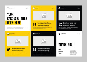 Microblog six page carousel post template design for social media. Six page slide design in portrait frame. © Tarek Digital
