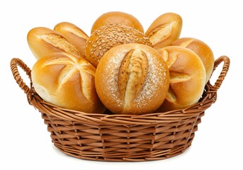 Assorted Freshly Baked Bread Rolls in Basket