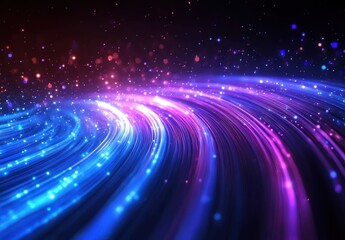 Obraz premium Vibrant Abstract Background with Colorful Light Trails, Sparkling Particles, and Fluid Motion for Creative Digital Designs