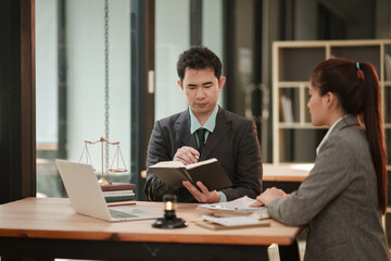 Lawyer and team Talk and consult on solving problems and work related to legal work of lawyers