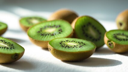 kiwi slices arranged on a light background