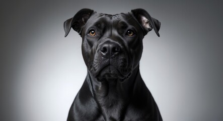 Fototapeta premium image of an American Staffordshire Terrier against a light backdrop